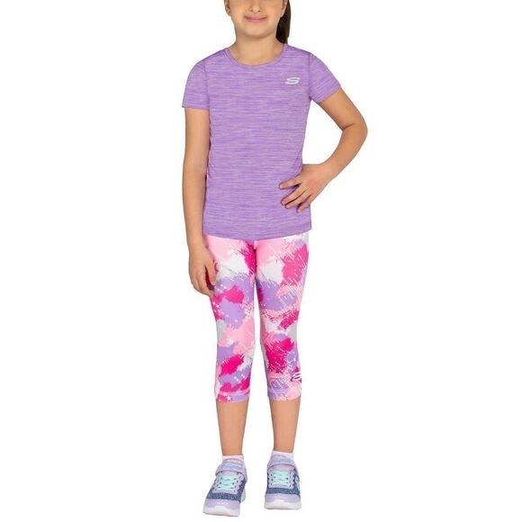 NEW! NWT SKECHERS Girls Kids 3 piece Activewear Set in colors Purple and Pink - Picture 4 of 10